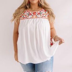 Impressions Boutique Sunset Watching Embroidered Tank Top 2X NWT